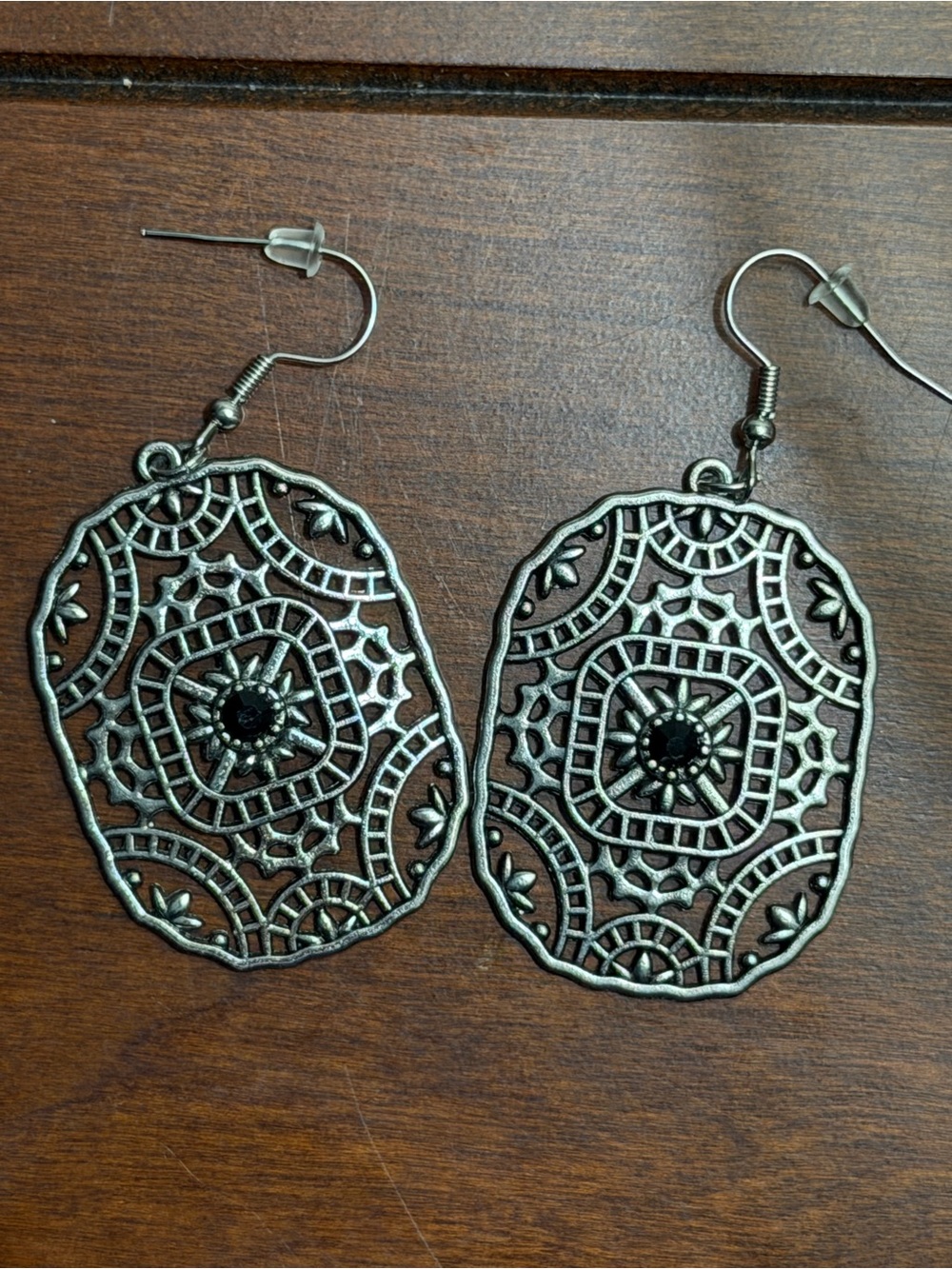 Paparazzi Greco-Roman Romance Black Rhinestone Filigree Earrings NWOT